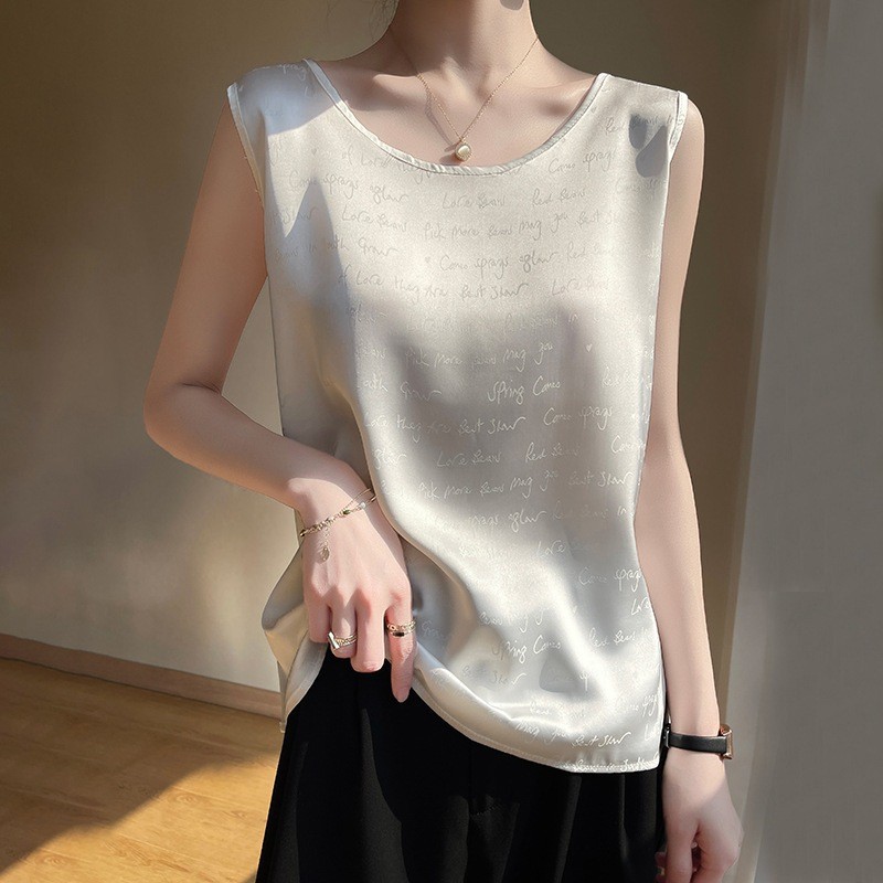 百搭修身圓領字母內搭無袖背心
