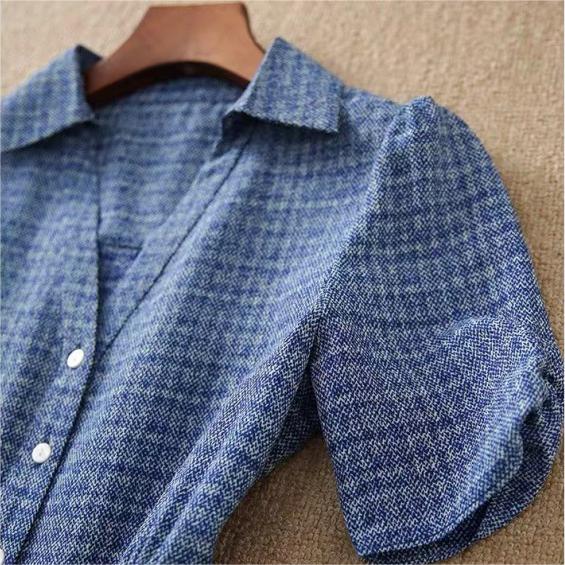 輕熟風高腰V領短袖魚尾擺連身裙