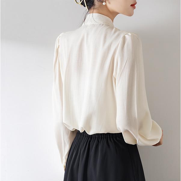 新中式國風立領垂感長袖襯衫