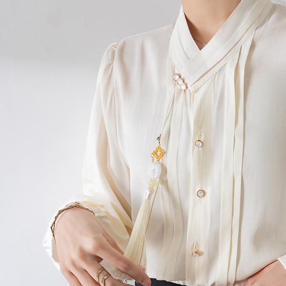 新中式國風立領垂感長袖襯衫
