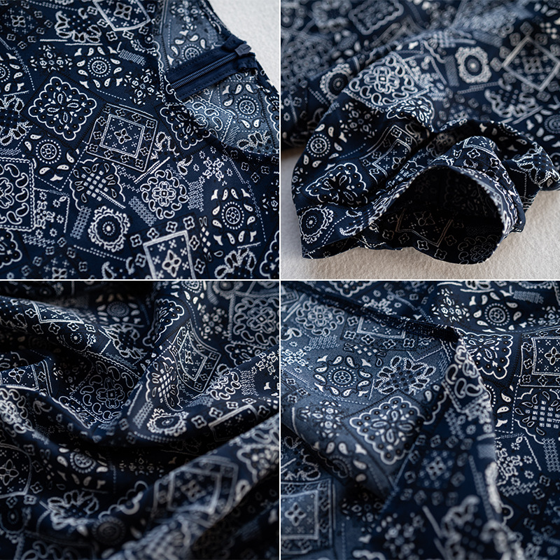 時尚圓領泡泡袖印花連身裙