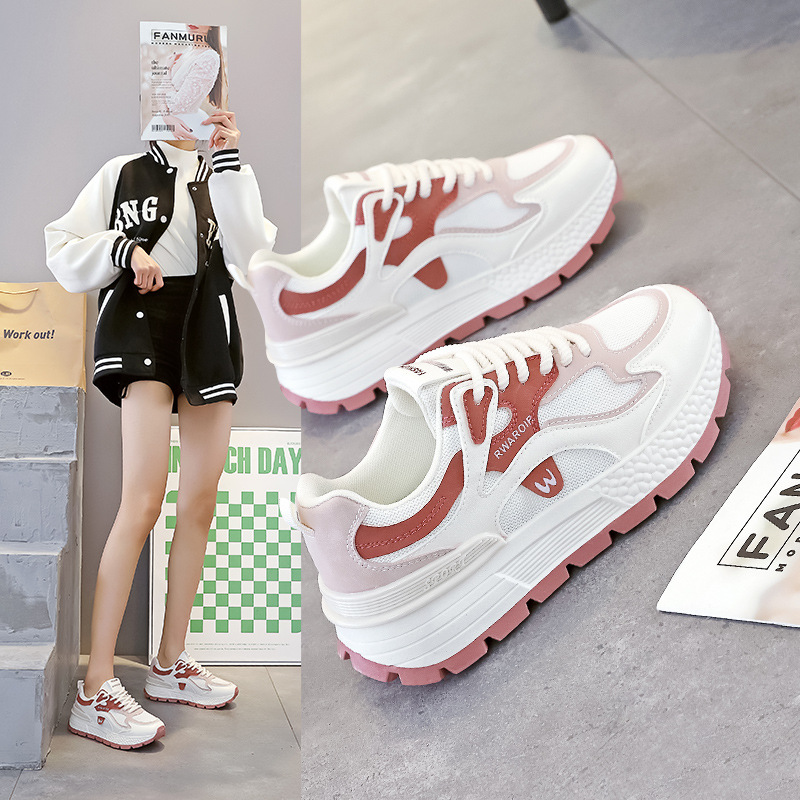 休閒撞色淺口交叉綁帶運動鞋