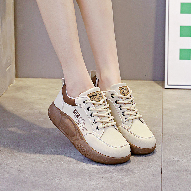 休閒ins撞色厚底板鞋