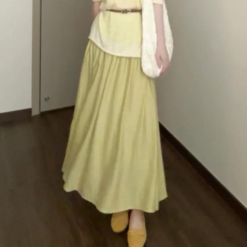 法式氣質純色毛衣半身裙兩件套（不送腰帶）【分開訂購】
