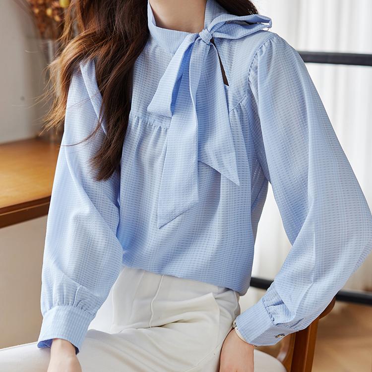 氣質繫帶垂墜感雪紡衫