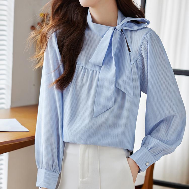 氣質繫帶垂墜感雪紡衫