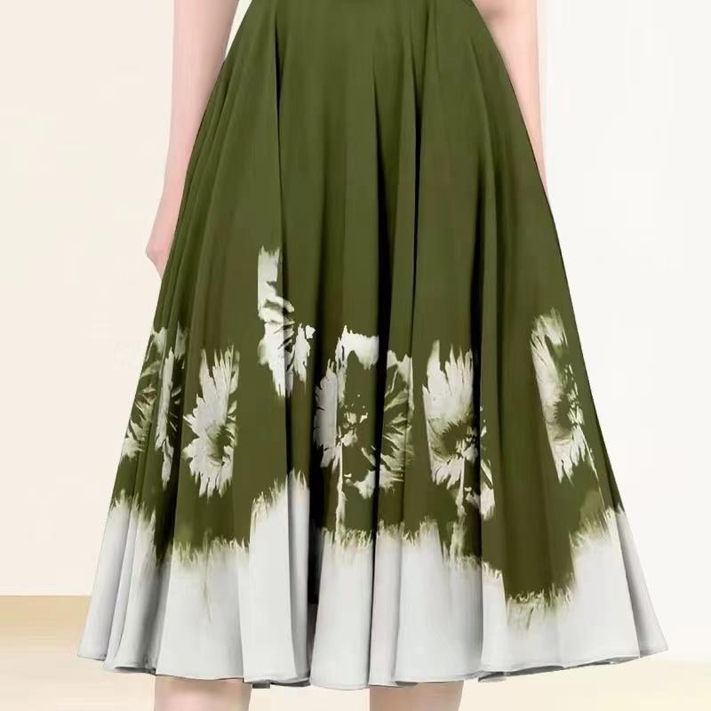 設計感氣質印花襯衫連身裙