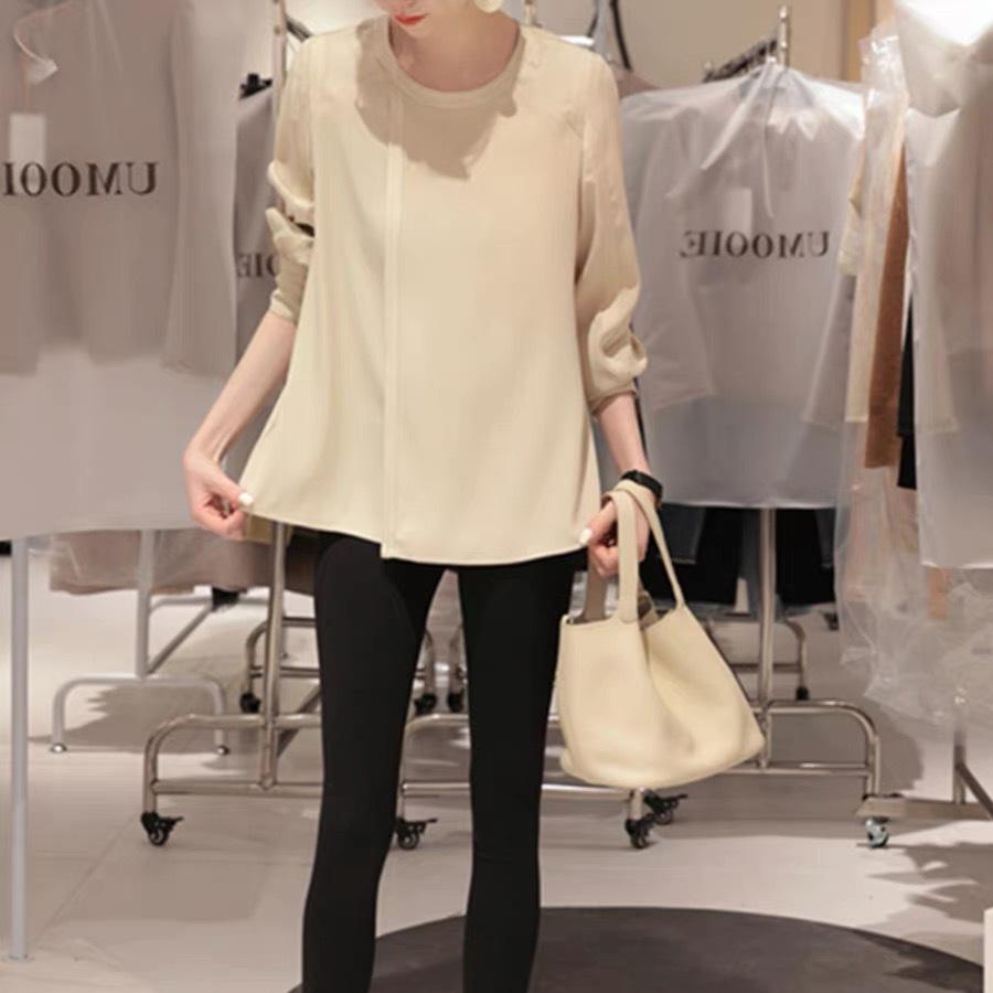 法式設計感純色長袖襯衫