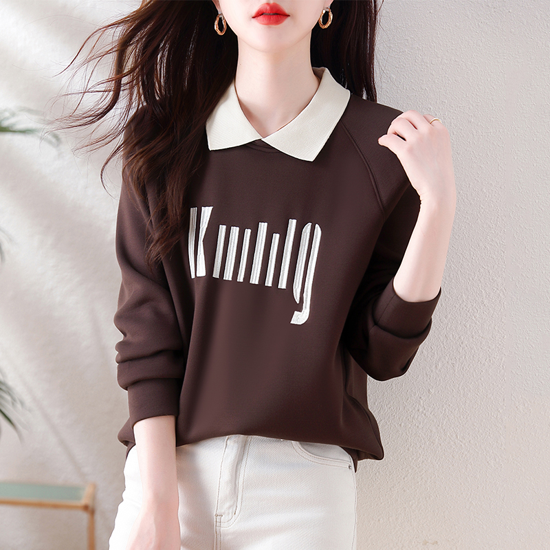 百搭印花翻領套頭衛衣