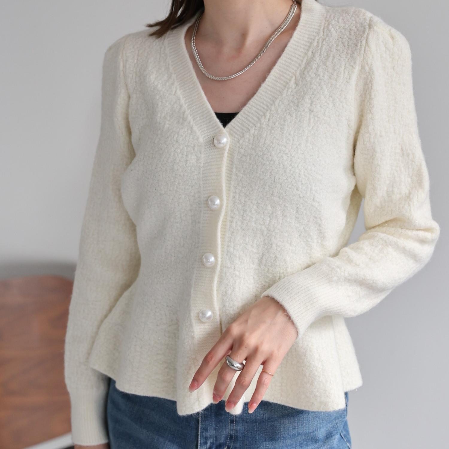 韓版純色外搭短版V領開衫