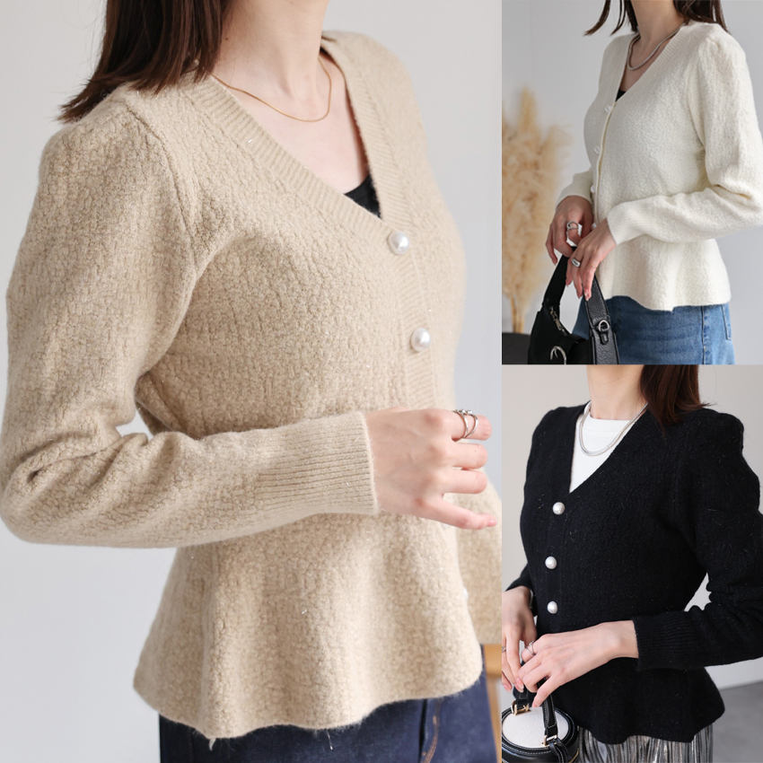 韓版純色外搭短版V領開衫