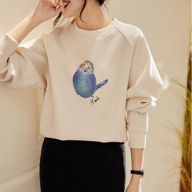 休閑小鳥印花圓領衛衣