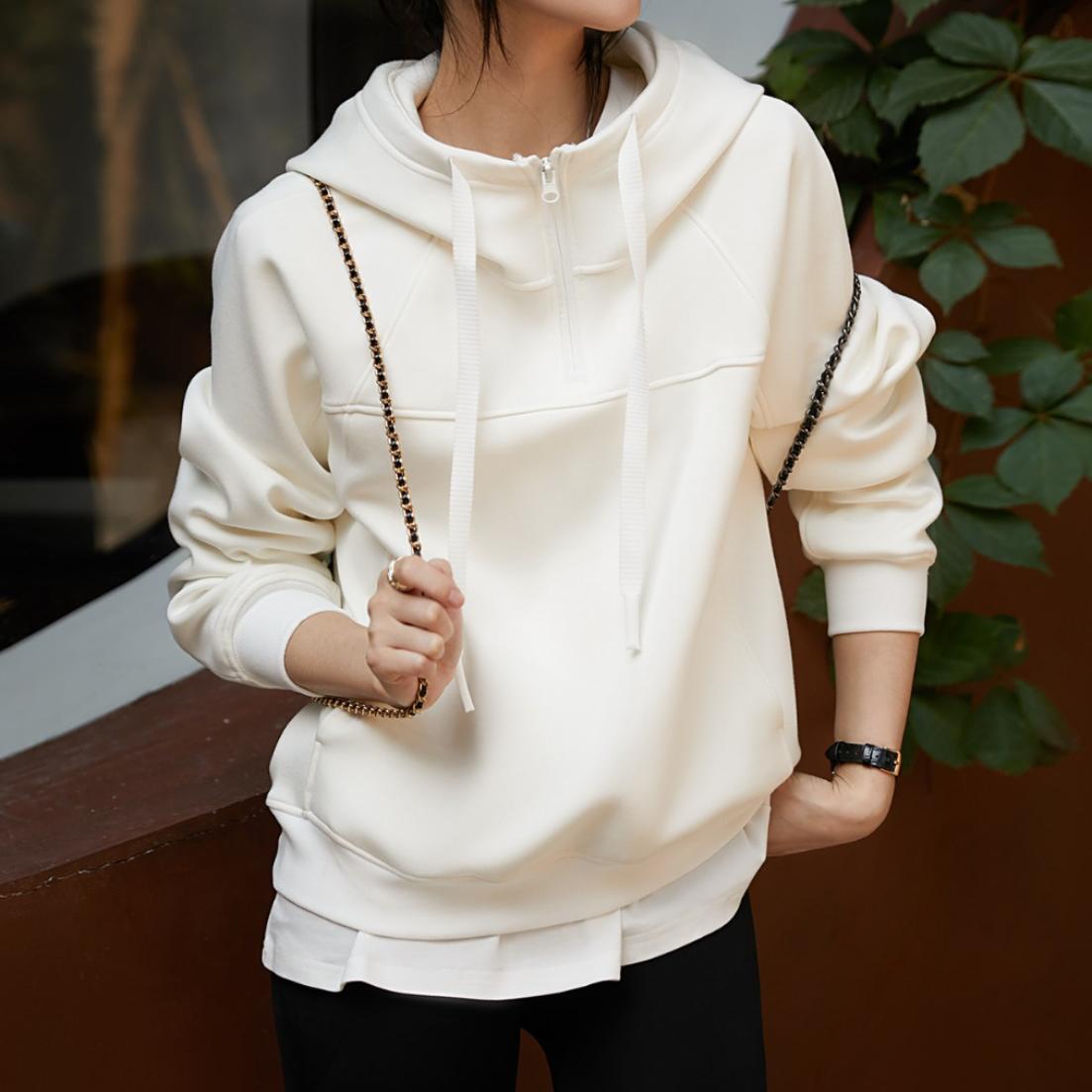 設計感純色立裁輪廓連帽衛衣