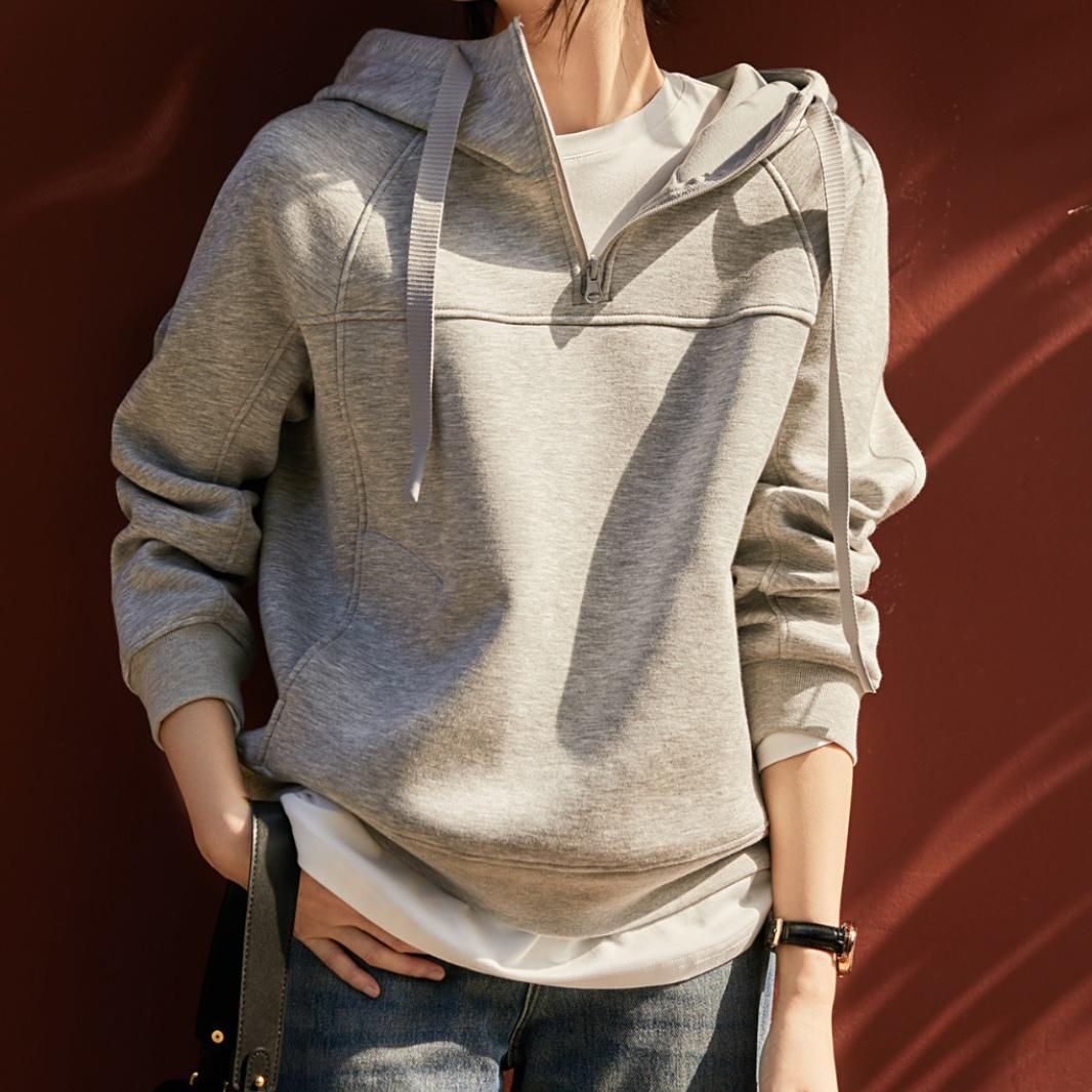 設計感純色立裁輪廓連帽衛衣