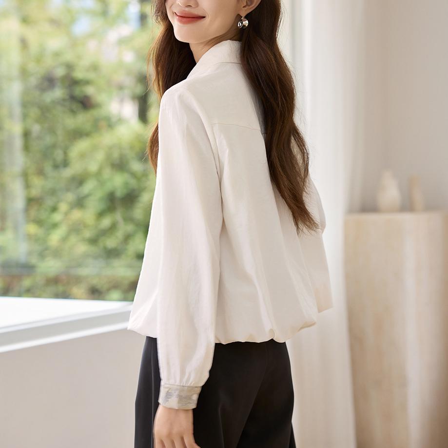 氣質拼接撞色翻領襯衫