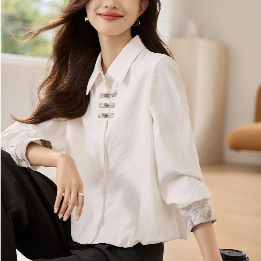 氣質拼接撞色翻領襯衫