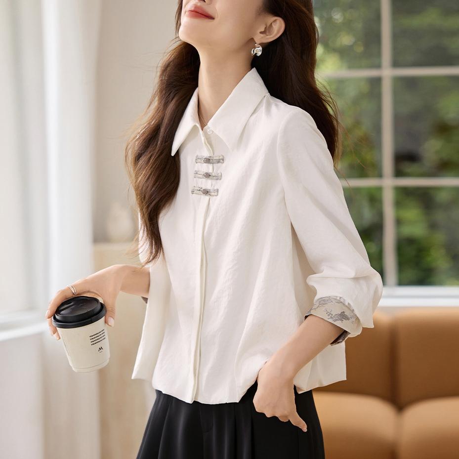 氣質拼接撞色翻領襯衫