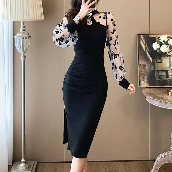 全新中式盤扣拼接國風洋裝