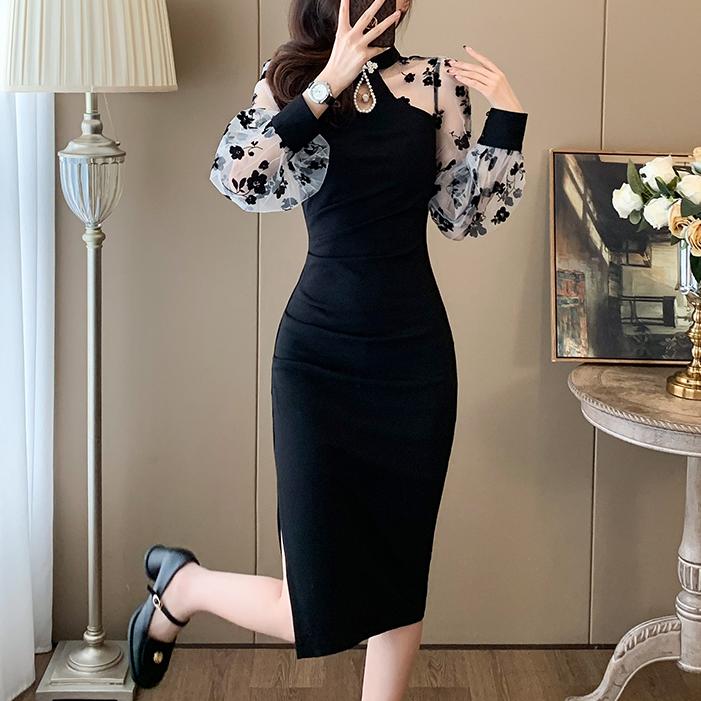 全新中式盤扣拼接國風洋裝