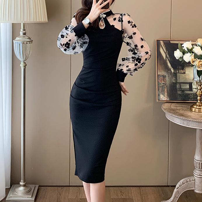 全新中式盤扣拼接國風洋裝