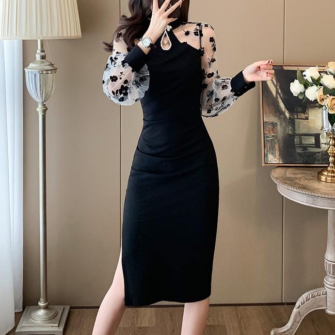 全新中式盤扣拼接國風洋裝