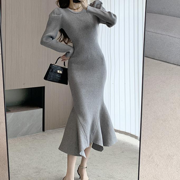 氣質修身內搭長袖針織連身裙