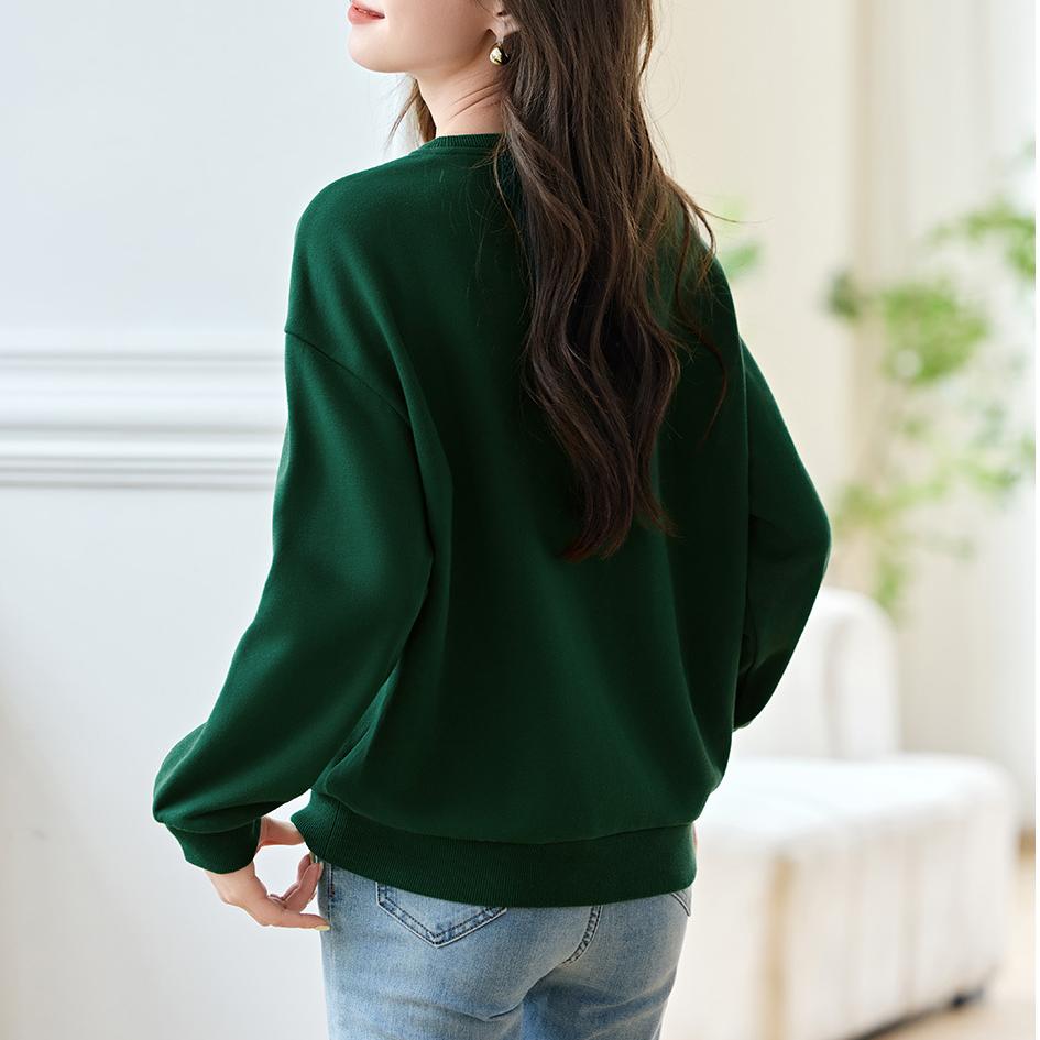 精緻刺繡圓領寬鬆衛衣