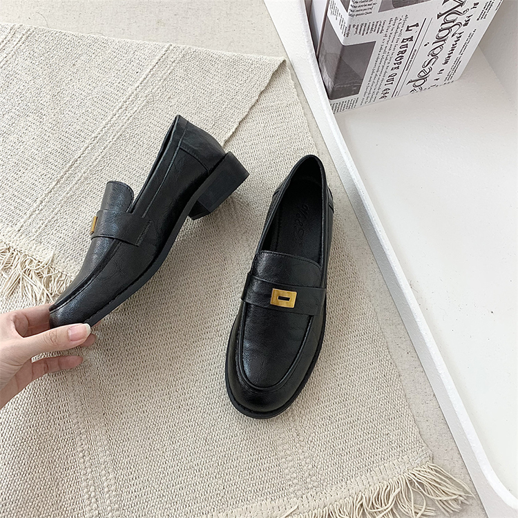 英倫風復古圓頭粗跟樂福鞋