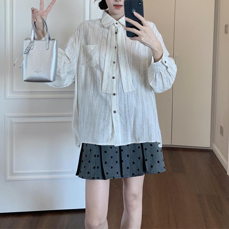百搭疊穿衛衣襯衫波點半身裙三件套【單件訂購】