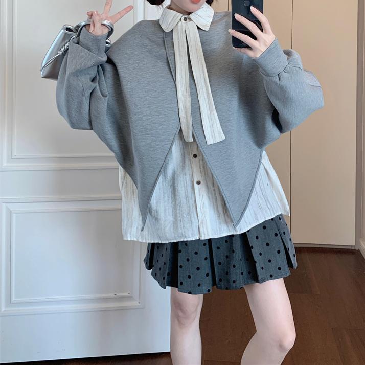 百搭疊穿衛衣襯衫波點半身裙三件套【單件訂購】