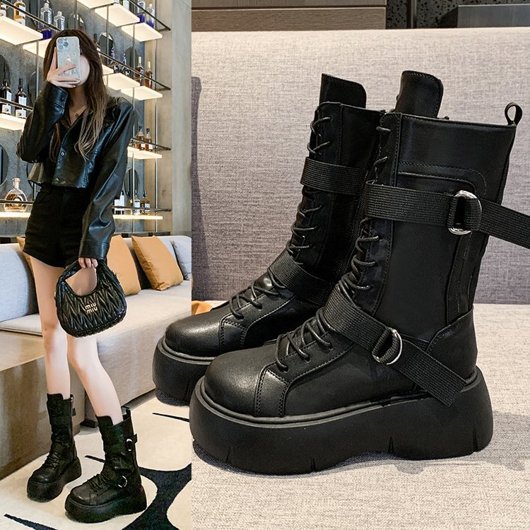 英倫風厚底增高潮流馬丁靴