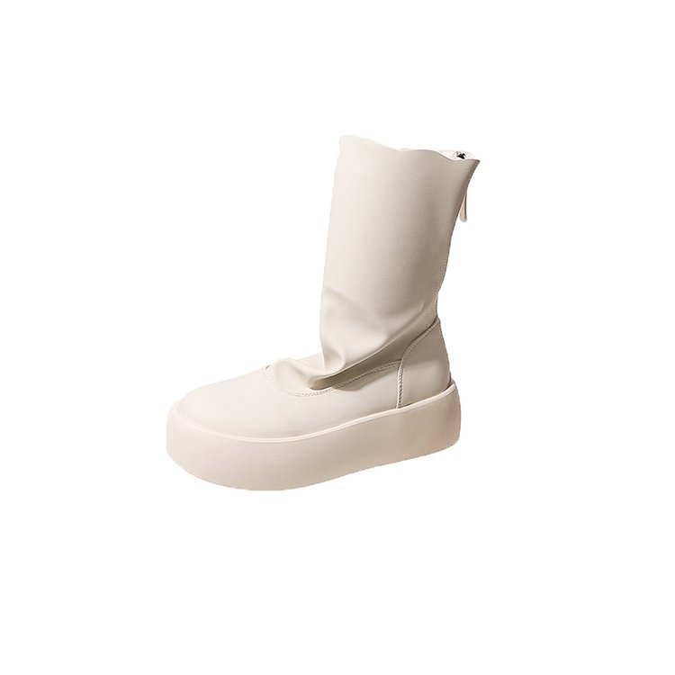 休閑純色防滑耐磨厚底馬丁靴