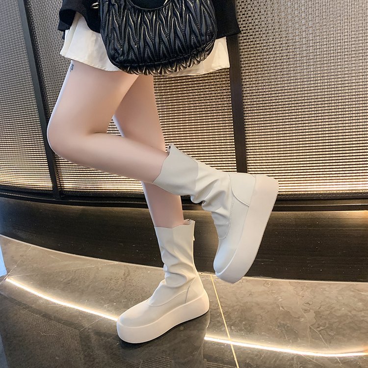 休閑純色防滑耐磨厚底馬丁靴