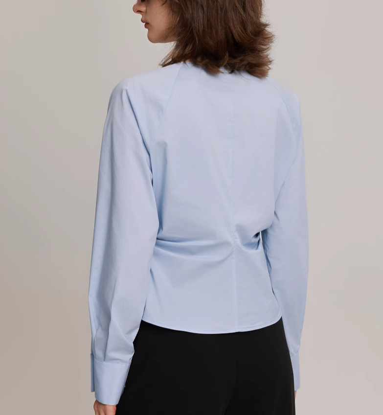 設計感開叉V領長袖襯衫