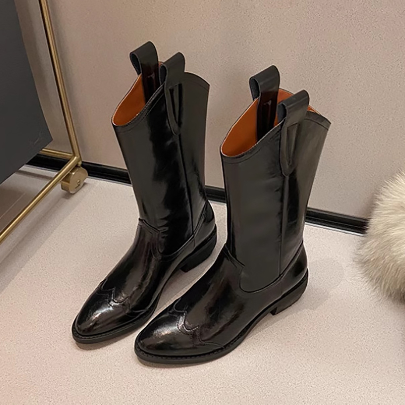 復古英倫風皮質V口中筒馬丁靴