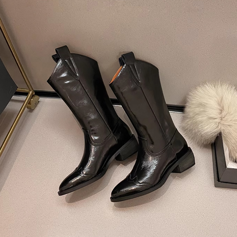 復古英倫風皮質V口中筒馬丁靴