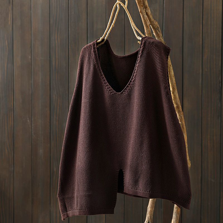 復古寬鬆不規則下擺針織馬甲(5色)