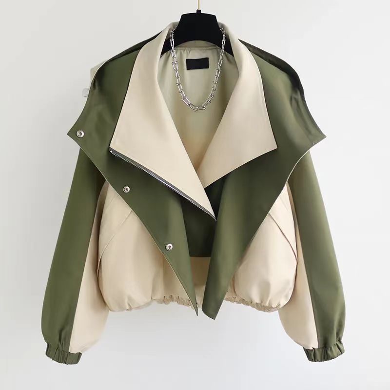 休閒工裝風顯瘦拼色連帽外套