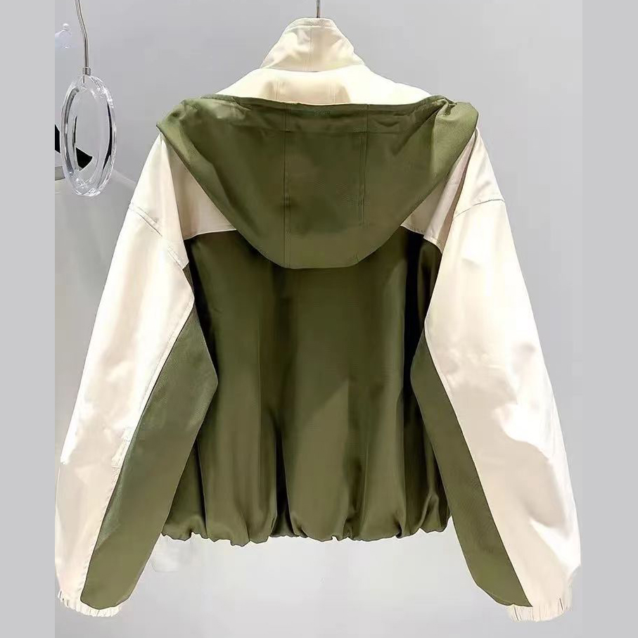 休閒工裝風顯瘦拼色連帽外套