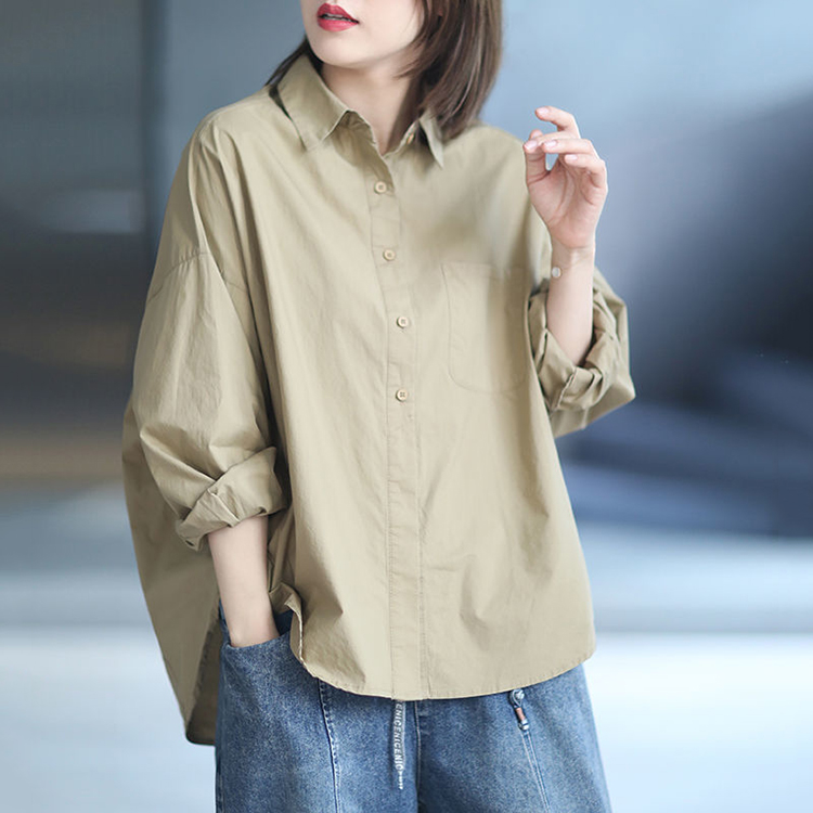 慵懶風寬鬆隨性純色休閒襯衫(3色)