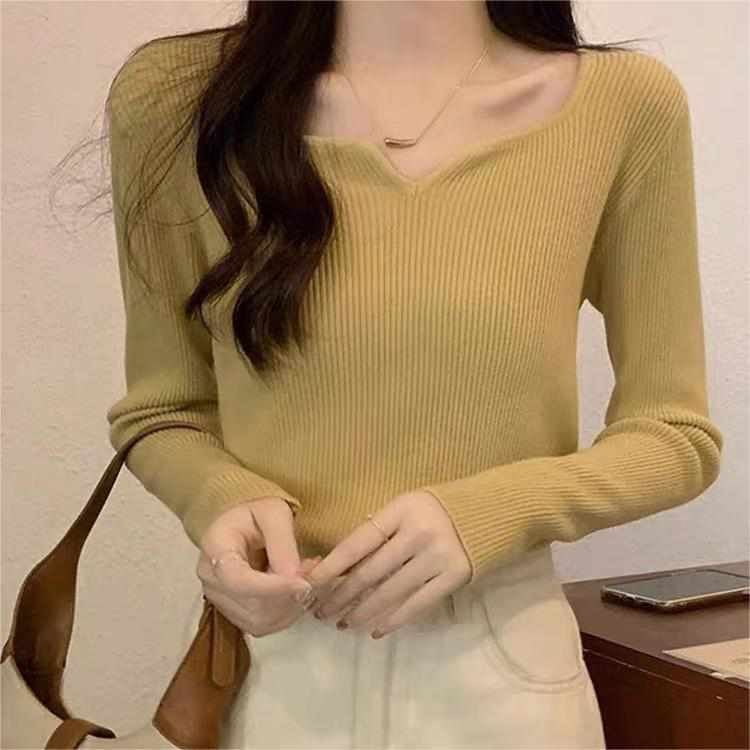 別緻小V領露鎖骨氣質針織衫(6色)