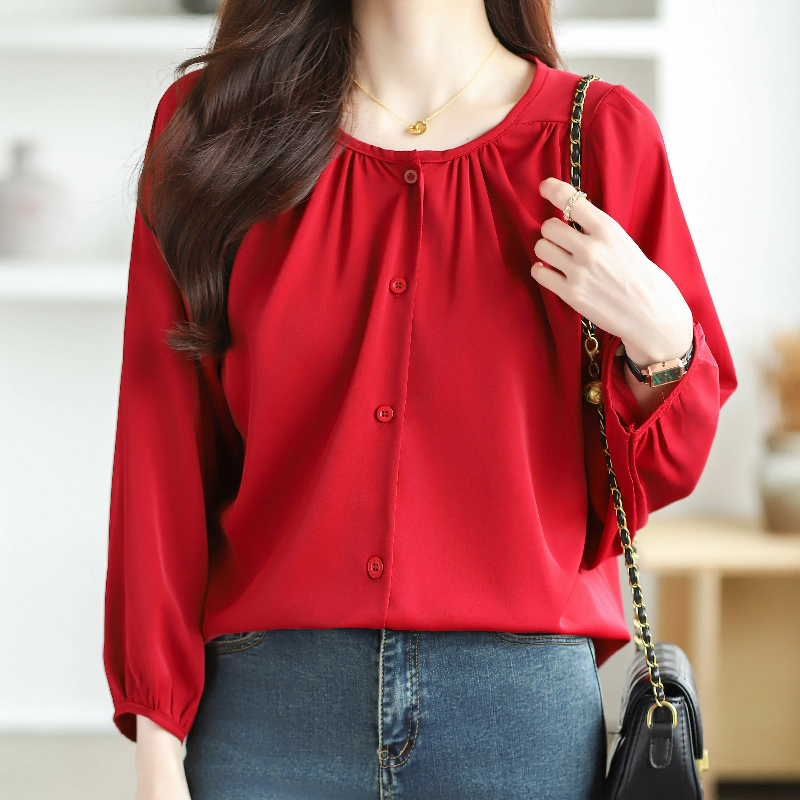 早秋減齡遮肚子休閑氣質小衫