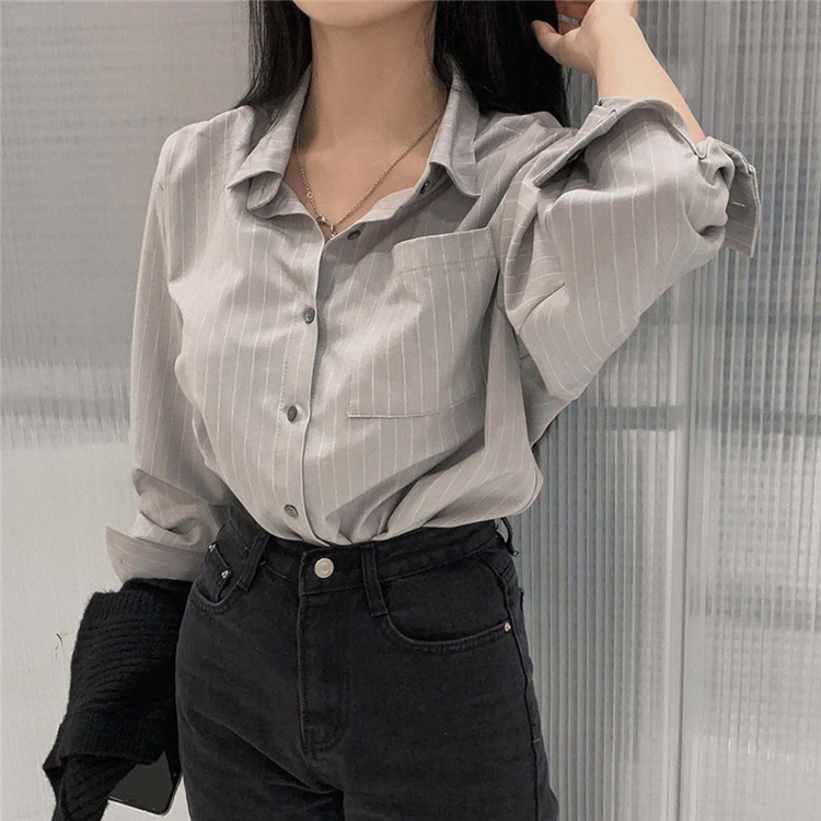 女士韓版POLO領顯瘦棉麻休閒襯衫