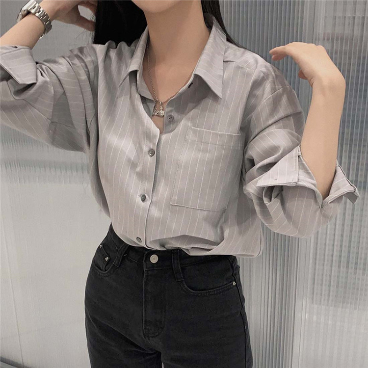 女士韓版POLO領顯瘦棉麻休閒襯衫