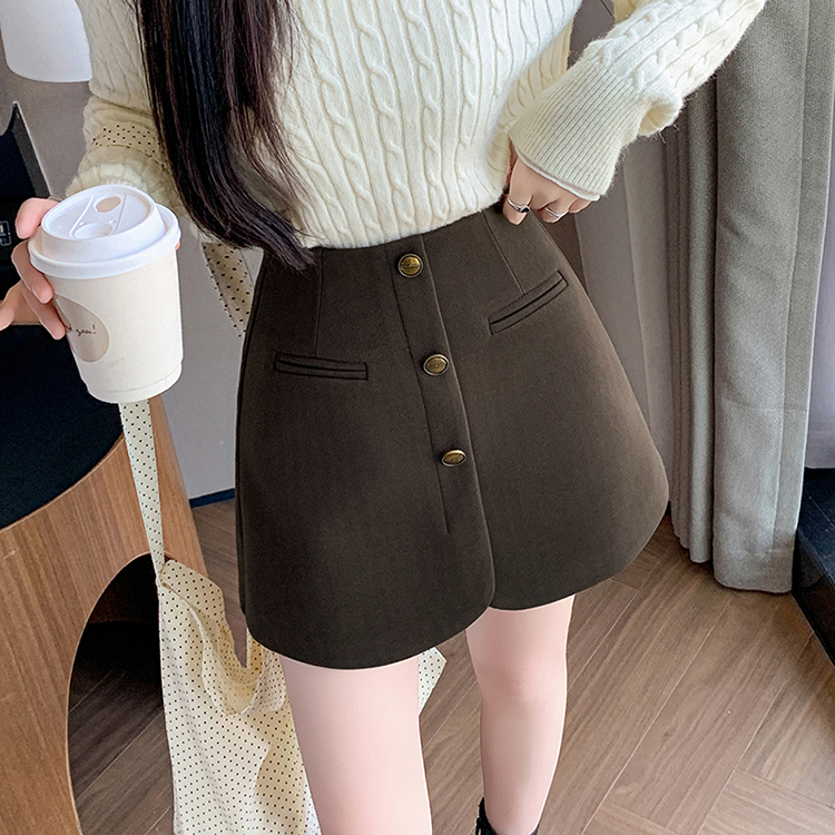 新款高腰毛呢短褲