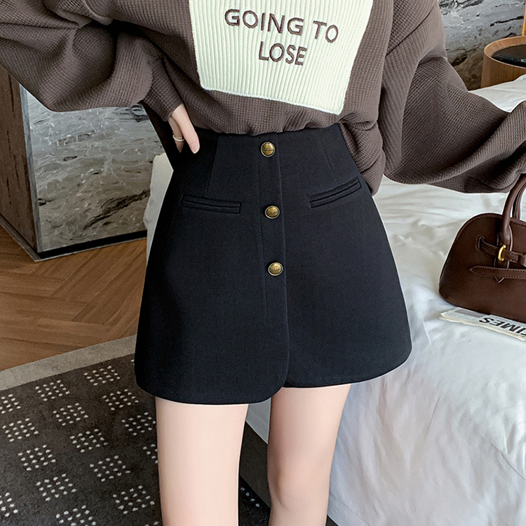 新款高腰毛呢短褲