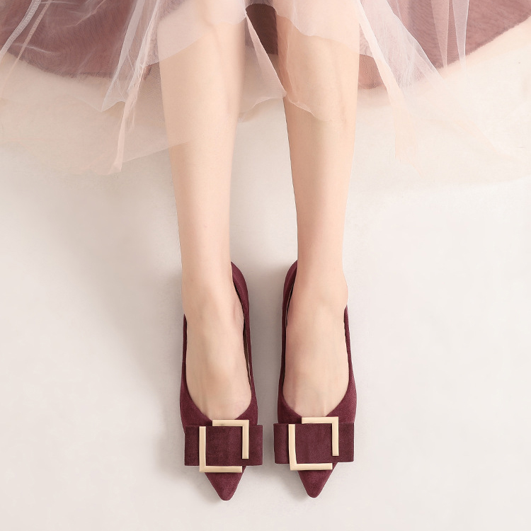 春季韓版平底方扣軟底鞋