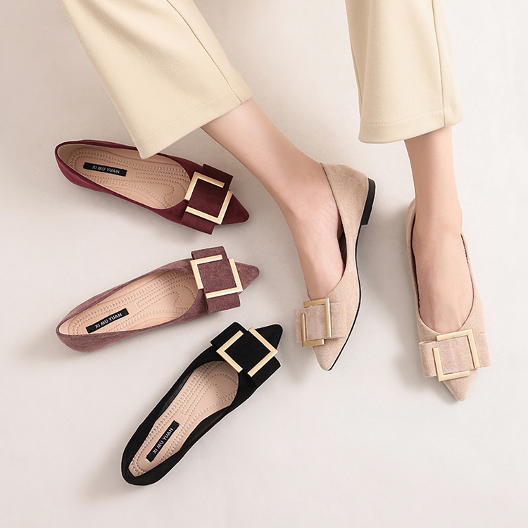 春季韓版平底方扣軟底鞋