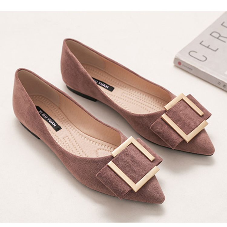 春季韓版平底方扣軟底鞋