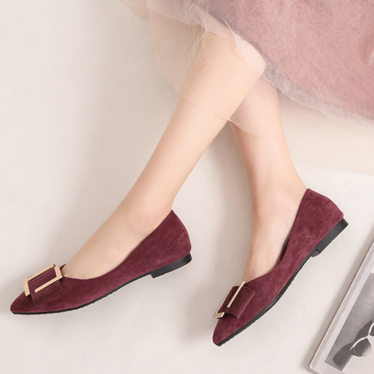 春季韓版平底方扣軟底鞋